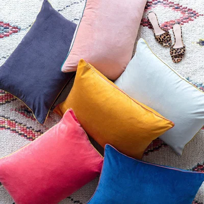 Graham & Green Amara Mango Large Rectangular Velvet Cushion
