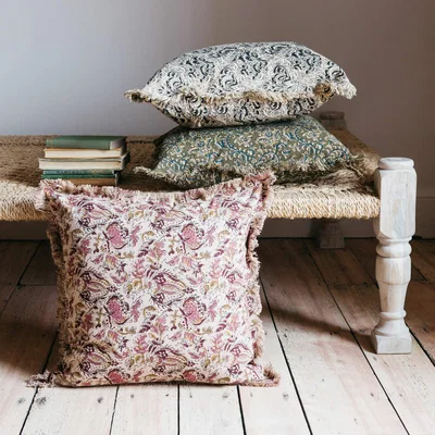 Graham & Green Cream and Rose Floral Printed Cushion