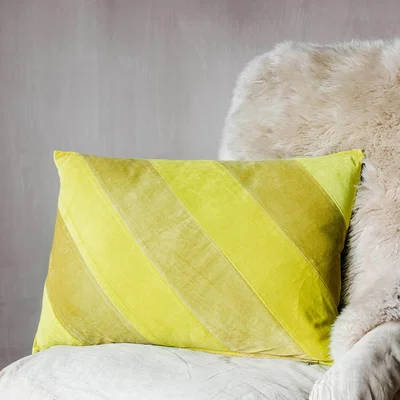 Graham & Green Lemon and Lime Striped Velvet Cushion