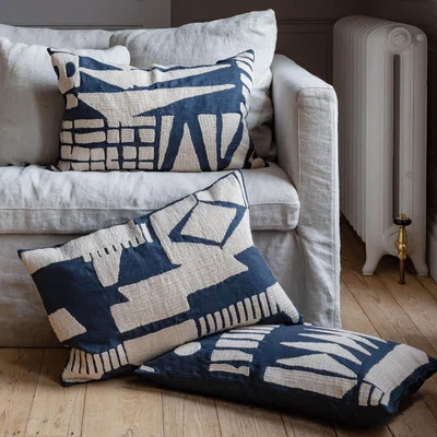 Graham & Green Graham and Green Louna Rectangular Abstract Navy Cushion