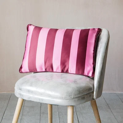 Graham & Green Maroon and Pink Striped Satin Cushion