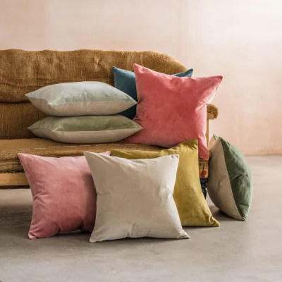 Graham & Green Graham and Green Mocha Rose Velvet & Linen Backed Square Cushion