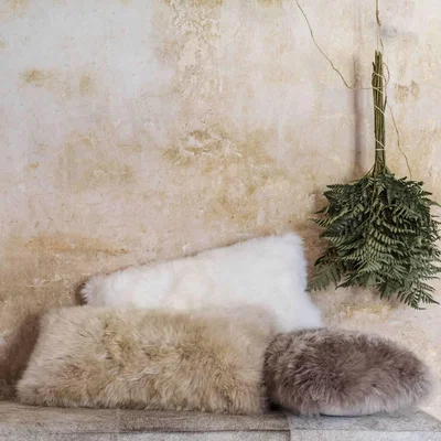 Graham & Green Ivory Sheepskin Cushion