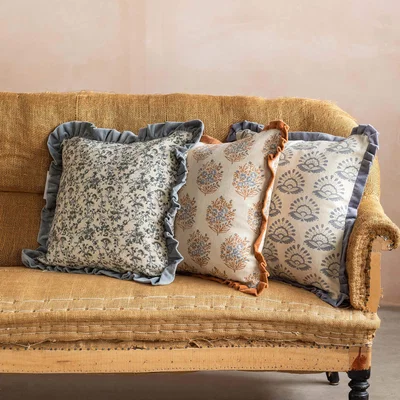 Graham & Green Graham and Green Altheda Hand-Block Printed Square Cushion