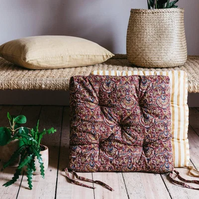 Graham & Green Red Floral Printed Seat Pad