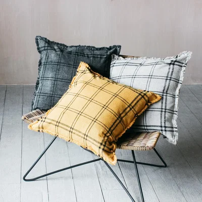 Graham & Green Charcoal Checked Cushion