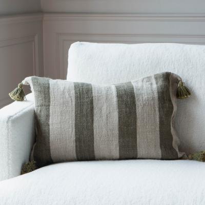 Graham & Green Graham and Green Green Stripe Tassel Cushion