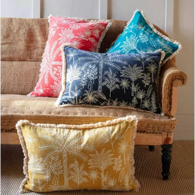 Graham & Green Graham and Green Jungle Crewel Work Cushion Coral