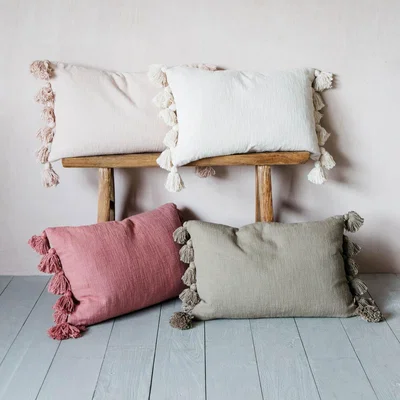Graham & Green Rectangular Rose Tassel Cushion