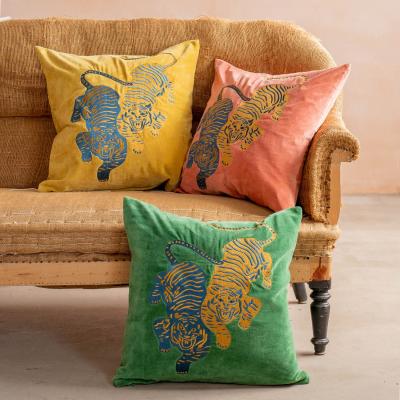 Graham & Green Graham and Green Tiger Pink Velvet Square Cushion