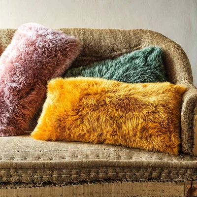 Graham & Green Graham and Green Moss Green Rectangular Sheepskin Cushion