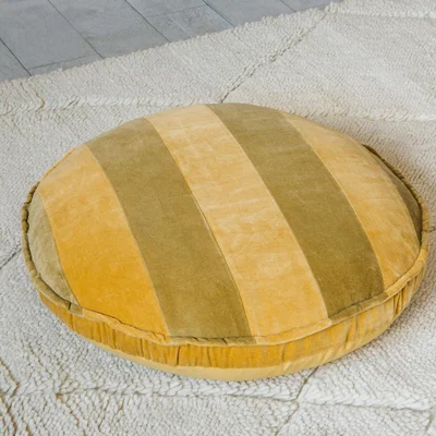 Graham & Green Ochre and Mustard Striped Velvet Floor Cushion