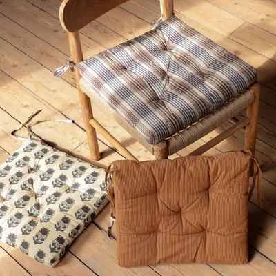 Graham & Green Brown Striped Seat Pad