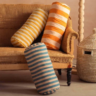 Graham & Green Graham and Green Orange Candy Stripe Bolster Cushion