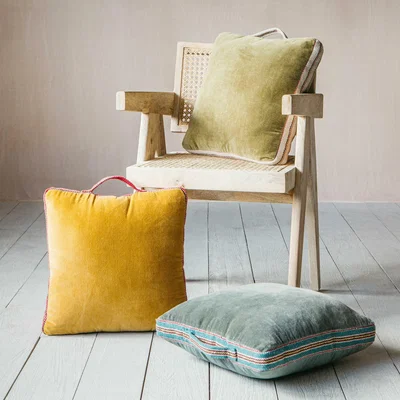 Graham & Green Grey Velvet Cushion with Holder
