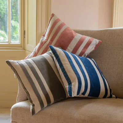 Graham & Green Graham and Green Leba Pink Velvet & Linen Square Cushion
