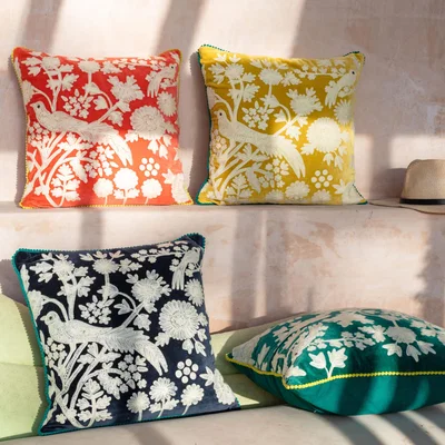 Graham & Green Navy Manaus Square Velvet Cushion