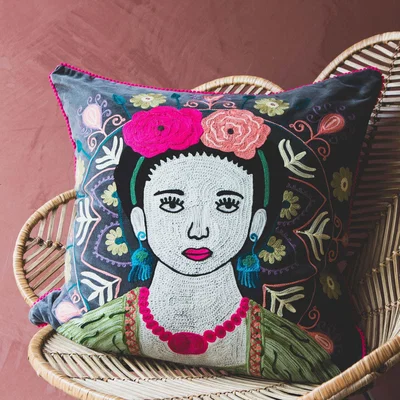 Graham & Green Large Grey Velvet Mexicana Cushion