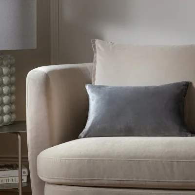 Habitat Habitat Velvet Oblong Cushion - Grey - 30x50cm