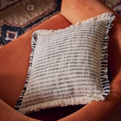 Habitat Habitat Woven Frayed Edge Stripe Cushion - 43x43cm