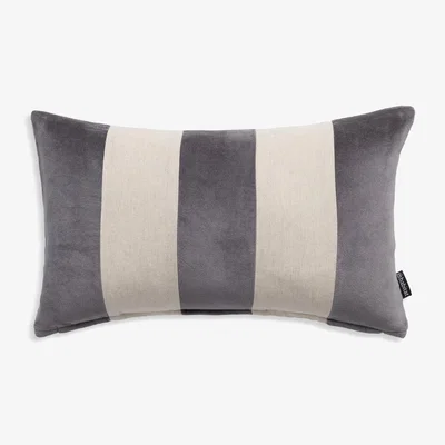 Habitat Habitat Velvet and Linen Stripe Cushion - Charcoal - 50x30cm