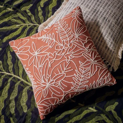 Habitat Habitat Crewel Foliage Outline Cushion Orange - 43x43cm