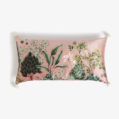 Habitat Habitat Agra Floral Print Tassle Cushion - Peach - 30x60cm