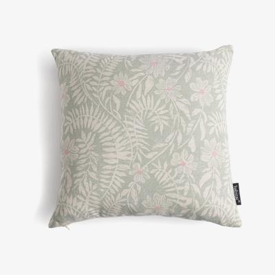 Habitat Habitat Cotton Floral Print Cushion - Cream & Green -43x43cm