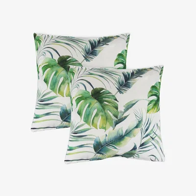 Habitat Streetwize Botanical Leaf Printed Outdoor Cushion-Pack of 4