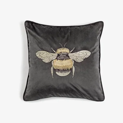 Habitat Habitat Bee Embroidered Cushion - Grey - 43x43cm