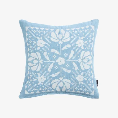 Habitat Habitat Folk Floral Stitch Denim Cushion Blue - 43x43cm