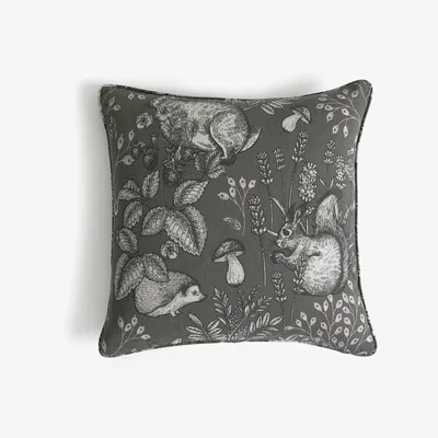 Habitat Habitat Woodland Print Cushion Cover - Grey - 43x43cm