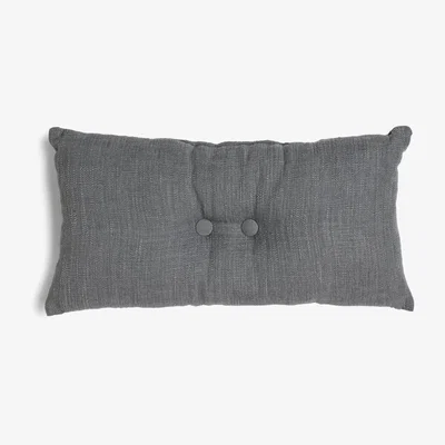 Habitat Habitat Plain Cotton Slub Button Cushion - Grey - 50x40cm
