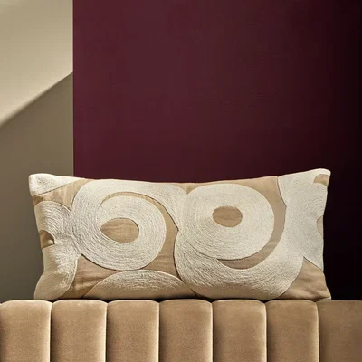 Habitat Habitat Textured Swirl Crewel Cushion Beige - 60x30cm