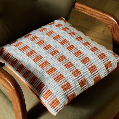 Habitat Habitat Striped Grid Woven Cushion Orange - 43x43cm