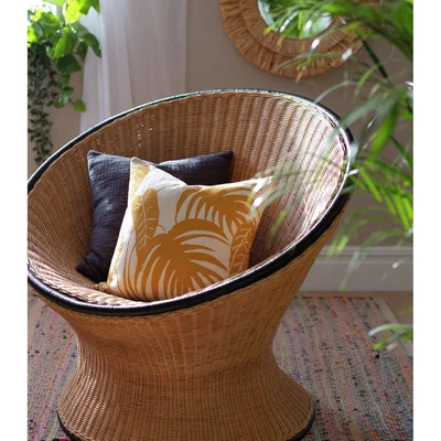 Habitat Habitat Global Cotton Print Cushion - Yellow & White-43x43cm