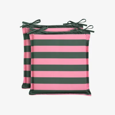 Habitat Habitat Stripe Outdoor Garden Cushion Seat - Pink and Green