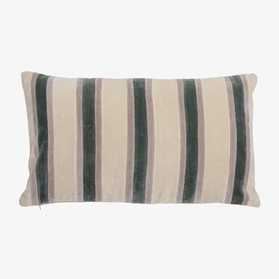 Habitat Bloomingville Striped Cushion - White & Green - 35X60cm