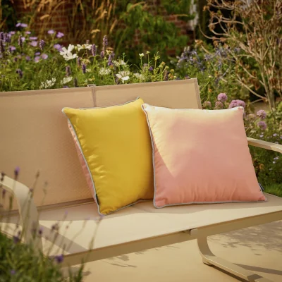 Habitat Habitat Yellow and Pink Outdoor Cushion with Piping
