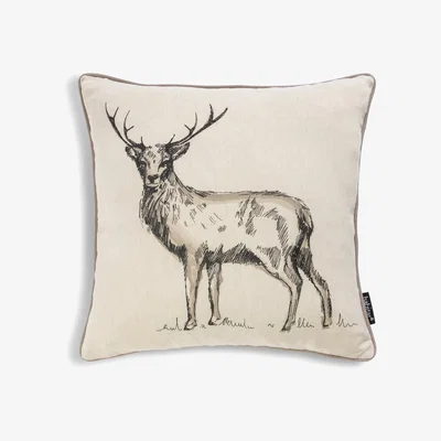 Habitat Habitat Stag Print Cushion - Natural - 43x43cm