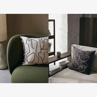 Heal's ferm LIVING Figure Cushion Coffee & Sand 50 x 50cm