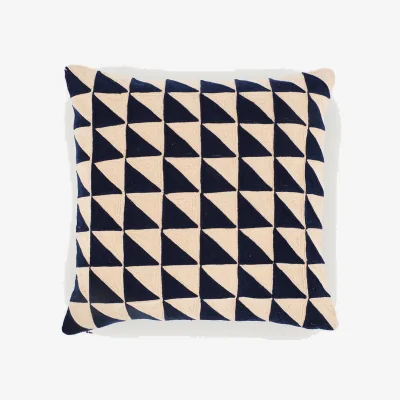 Heal's Heal's Triangle Embroidered Cushion Navy 45 x 45cm