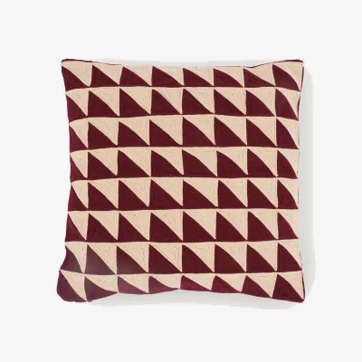 Heal's Heal's Triangle Embroidered Cushion Burgundy 45 x 45cm