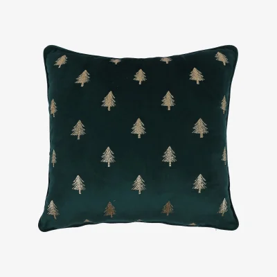 Homebase Gold Embroidery Christmas Tree Cushion - 43x43cm