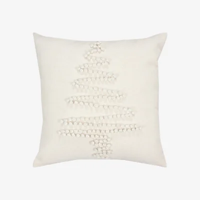 Homebase Embroidered Christmas Tree Cushion - Natural