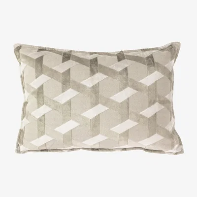 Homebase Jacquard Geometric Velvet Cushion - 30x50cm - Latte