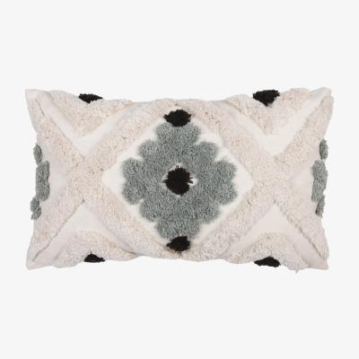 Homebase Tufted Geometric Cushion - Olive - 30x50cm