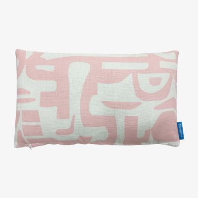 Homebase House Beautiful Geo Printed Linen Cushion - 30x50cm - Blossom