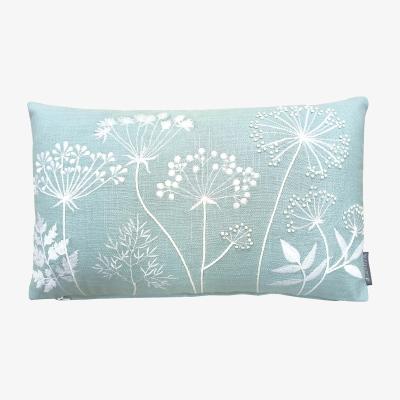 Homebase Country Living Meadow Embroidered Cushion - 30x50cm - Duck Egg
