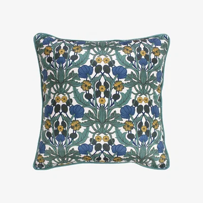 Homebase Retro Pattern Velvet Cushion - Green